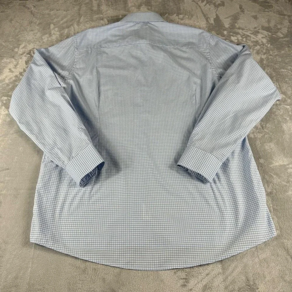 Eton Dress Shirt Men XXL 18 46 Blue White Micro Check Cotton Contemporary York